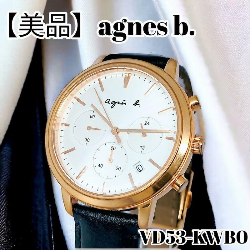 agnes b. VD53-KWB0 ラウンドフェイス クロノグラフ 腕時計