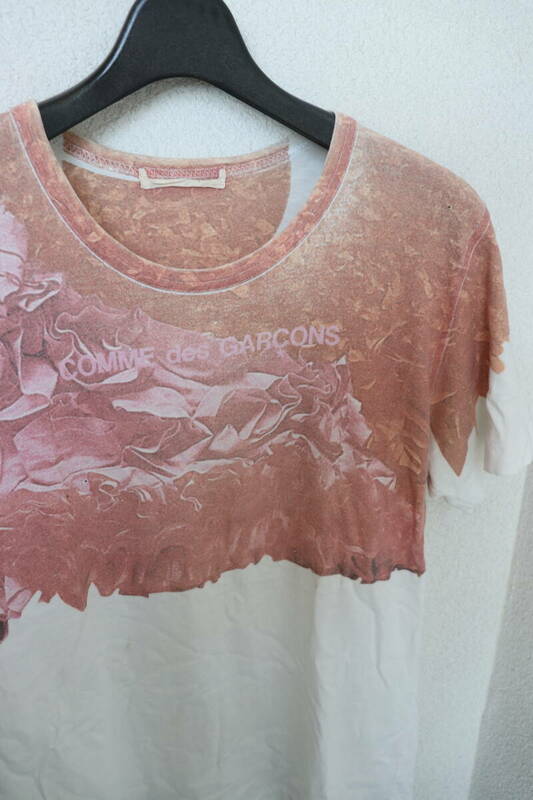 即決 2000SS COMME des GARCONS コムデギャルソン Enforcement期 ブランドロゴ＆薔薇プリント コラージュTシャツ レディースワンサイズ