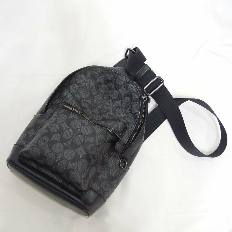 COACH◆ 2853 コーチ シグネチャー ボディバッグ ウエストバッグ（ブラック）・アウトレット品◆USED