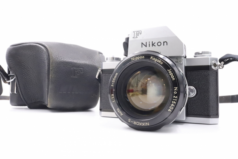 【ト長】Nikon ニコン フォトミックF 一眼レフフィルムカメラ シルバーボディ レンズ NIKKOR-S 1:1.2 F=55mm ケース付き IA000IOB05