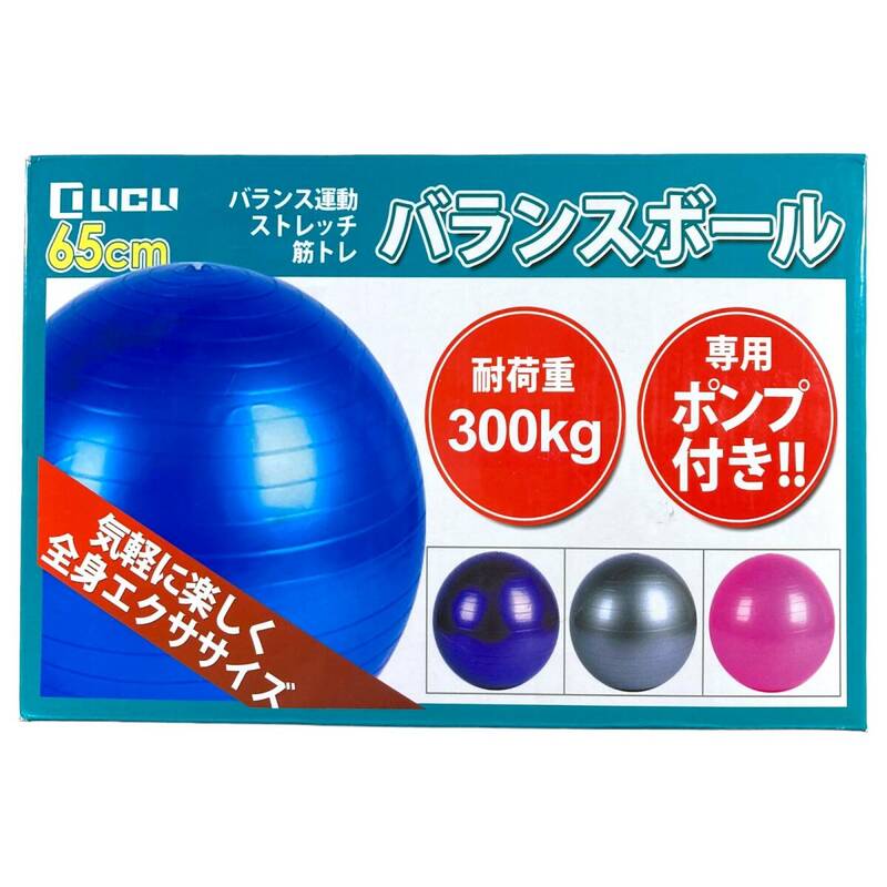 【1円オークション】LICLI バランスボール 65㎝ 空気入れポンプ付き シルバー 耐荷重300kg ARM0135