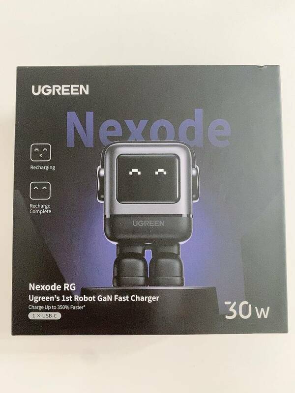 【1円オークション】Nexode RG 30W PD 充電器 ロボット型 USB-C 着脱可能なマグネット式ブーツ付き GaNFast採用 AME0563