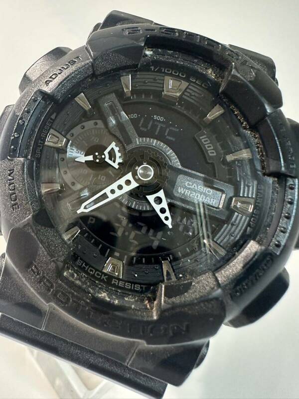 稼働品 CASIO カシオ G-SHOCK ジーショック 腕時計 GA-110CM クォーツ アナデジ ラウンド ブラック 迷彩 コレクション