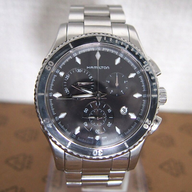 [9356-014S]　HAMILTON ジャズマスター H375120　クォーツ式 腕時計 【中古】 現状販売 ハミルトン メンズ クロノグラフ 文字盤黒 本体のみ
