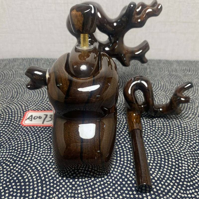 ヘラブナ万力　天然木黑柿　 大砲万力　中型万力 　超美品　袋付き　へら用品