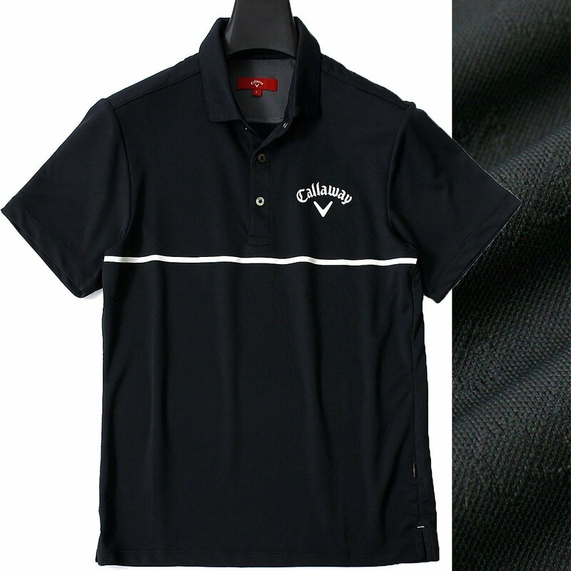 新品 定価1.7万 キャロウェイ レッドレーベル ジャガード 半袖 ポロシャツ M Callaway ゴルフ GOLF シャツ ウェア メンズ 黒 ◆CC2224A