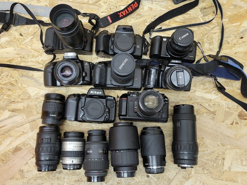 D 一眼レフフィルムカメラ オートフォーカス レンズ 15点まとめて Nikon Canon MINOLTA PENTAX カメラボディ レトロ