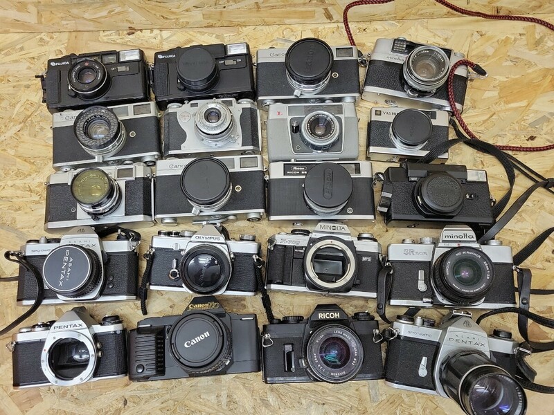 D 古いフィルムカメラ 20点まとめて Canon MINOLTA PENTAX OLYMPUS レンジファインダー 一眼レフカメラ マニュアルフォーカス 昭和レトロ