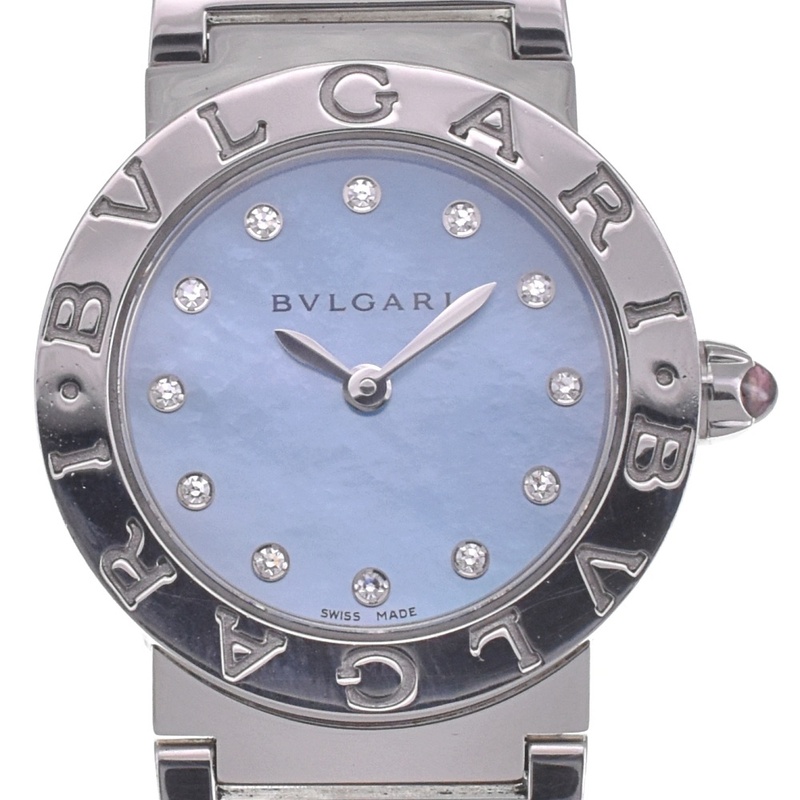 ブルガリ BVLGARI BBL26C3SS/12 ブルガリブルガリ 12P ダイヤモンド ピンクトルマリン クォーツ レディース 良品 内箱・保証書付 J#131333