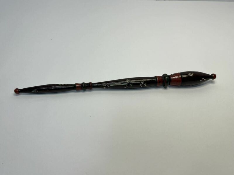 中国古美術 明-清朝期 黑紅漆 螺鈿 毛筆 漆器 時代物 古玩 古物保証 