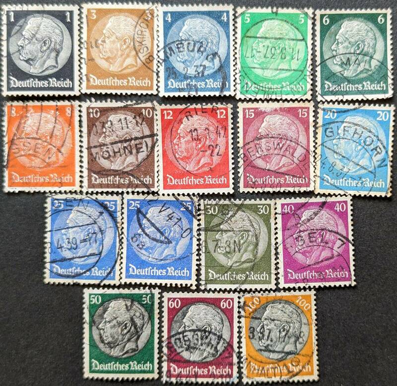 【外国切手】 ドイツ帝国 1934年 発行 パウル・フォン・ヒンデンブルク 消印付き