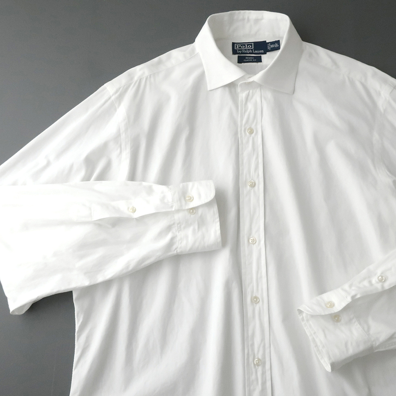 POLO RalphLauren サマーコットン ドレスシャツ REGEND ホワイトシャツ US-L(日本XL)