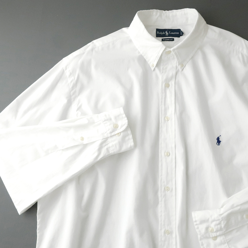 ビッグサイズ◎ラルフローレン サマーオックスフォード ボタンダウンシャツ カラーポニー刺繍 ホワイト(XXL)