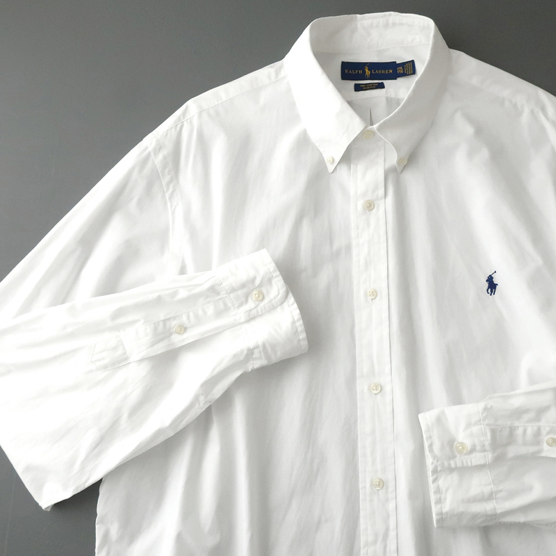ラルフローレン コットン100％ サマーストレッチ ボタンダウンシャツ ホワイト(XXL)
