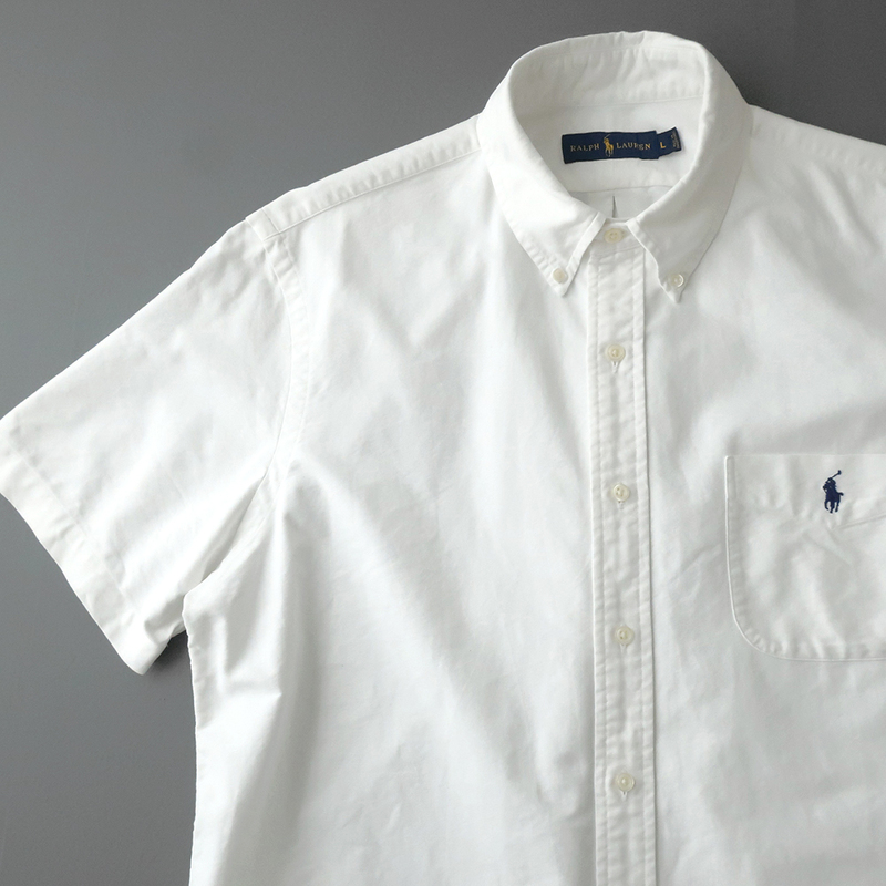 ラルフローレン オックスフォードシャツ ボタンダウン ポニー刺繍 ホワイト(L) 半袖