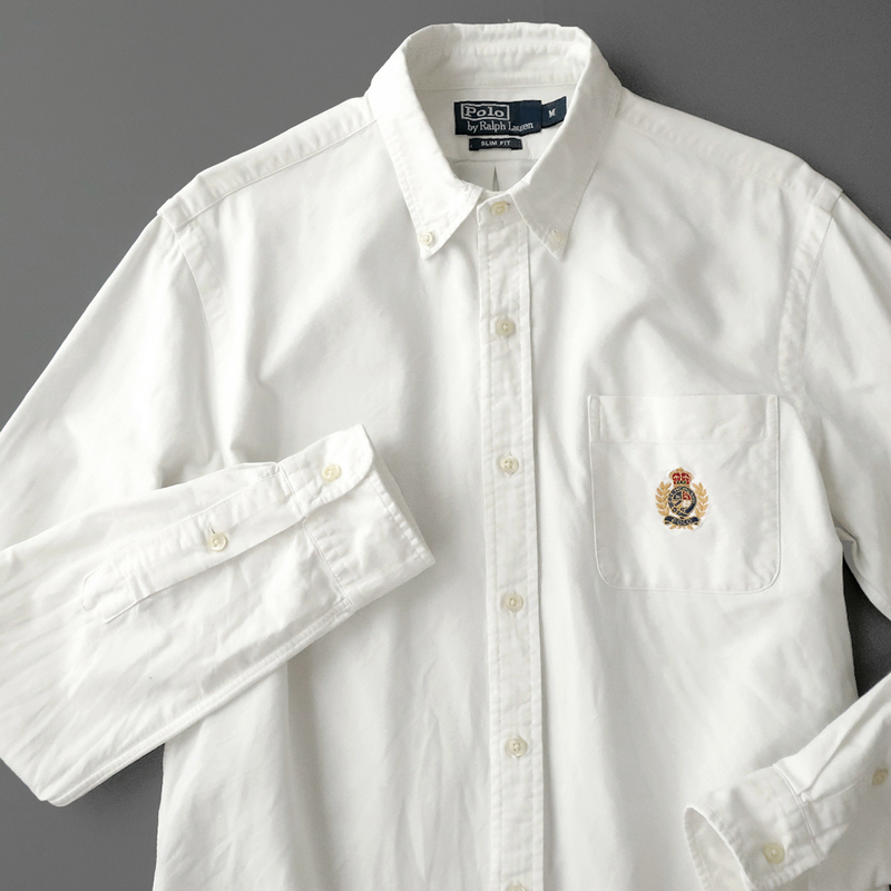 POLO RalphLauren オックスフォードシャツ ボタンダウン エンブレム刺繍 ホワイト(M)