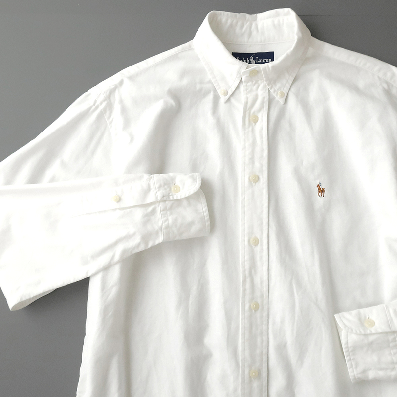 ラルフローレン サマーオックス ボタンダウンシャツ カラーポニー刺繍 ホワイト(M程) レディース