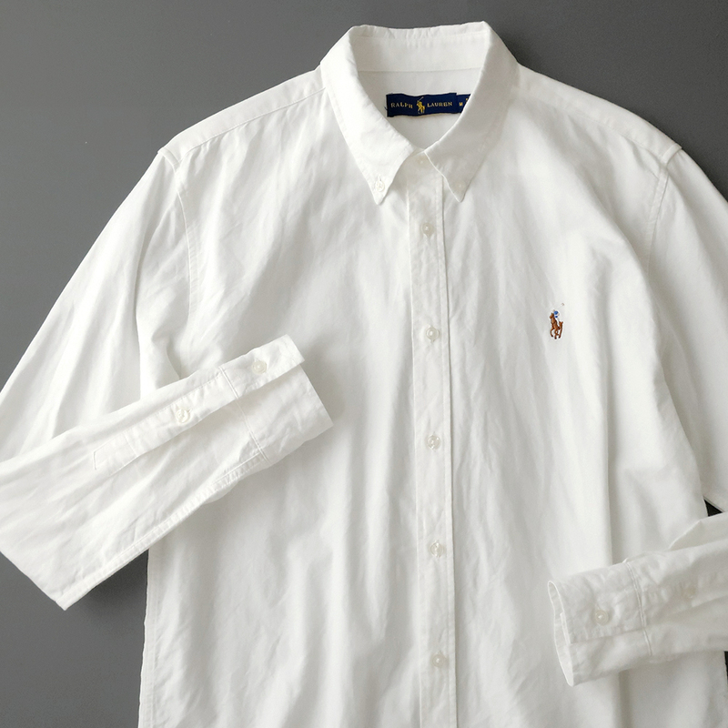 ラルフローレン ボタンダウンシャツ オックスフォード/カラーポニー刺繍 ホワイト(M)