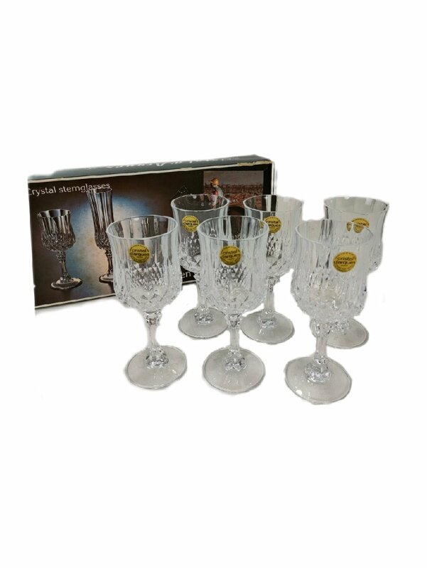 2　未使用 クリスタルダルク ワイングラス 6脚セット cristal d'arques 6 Llongchamp 12cl France フランス製