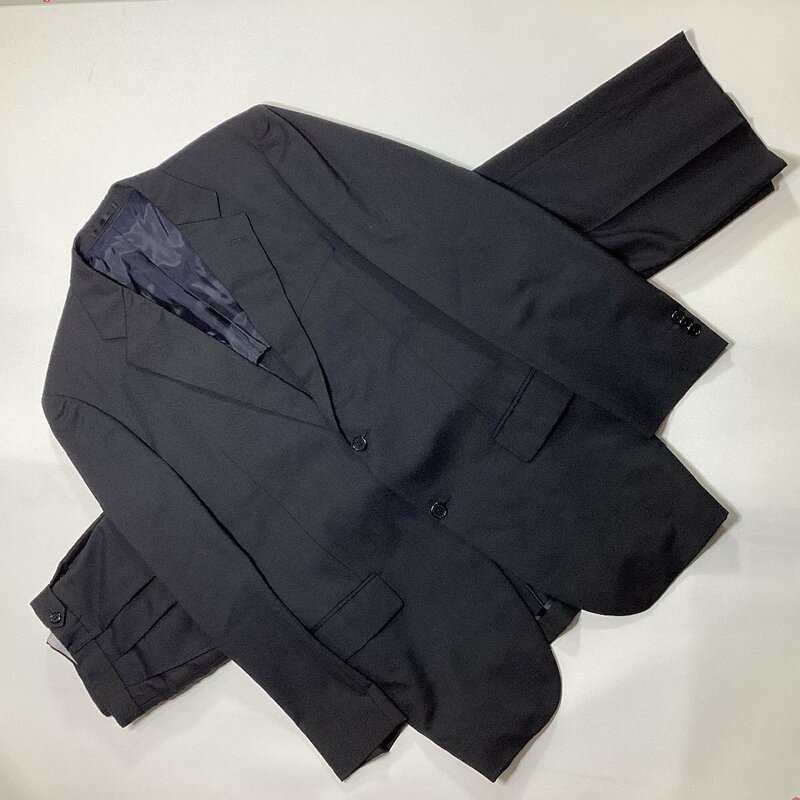 ☆THE SUIT COMPANY ザ・スーツカンパニー スーツ セットアップ 上下 ジャケット シングル パンツ ブラック 185cm-60Drop メンズ 0.95kg☆