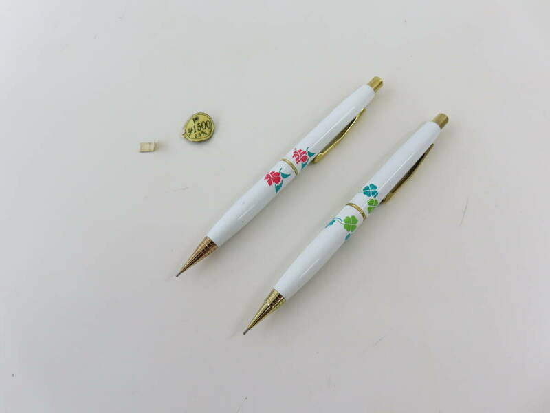 ksk21【 PLATINUM 】 プラチナ シャープペンシル 0.5mm 花柄 2本まとめて デッドストック品 保管現状品 未使用