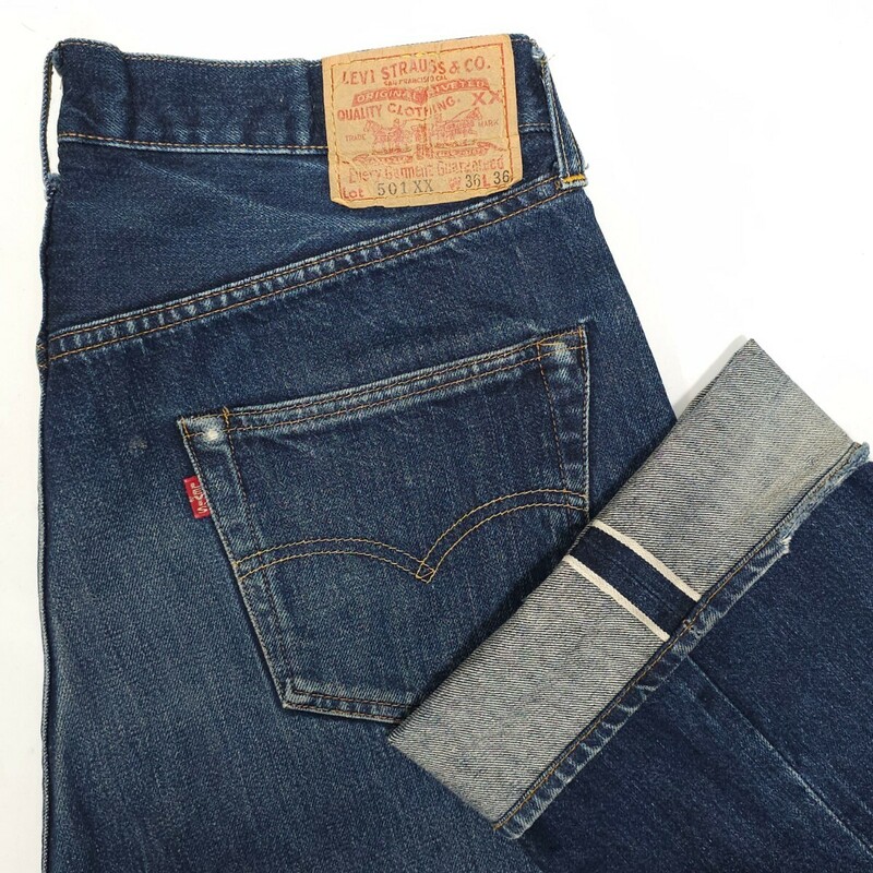 米国製Levi'sリーバイス☆501XXヴィンテージ復刻W36ジーンズジーパンデニムパンツメンズBIG-EビッグE赤耳ボタン裏555バレンシアUSAアメリカ