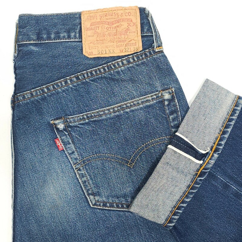 米国製Levi'sリーバイス☆501XXヴィンテージ復刻W32ジーンズ ジーパン デニムパンツBIG-EビッグE赤耳ボタン裏555バレンシアUSAアメリカ製