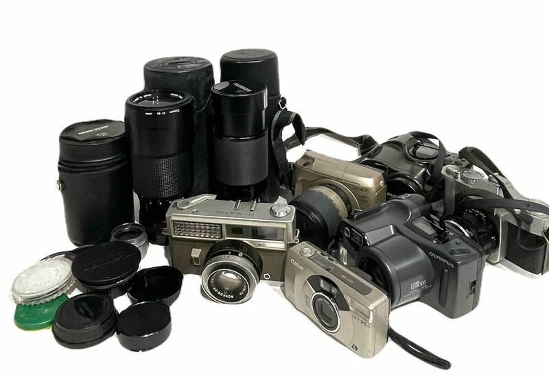 bk-928 タムロン TAMRON ミノルタ MINOLTA Canon オリンパス OLYMPUS フィルムカメラ カメラ6点 レンズ2点 その他付属品まとめ(Y274-21)