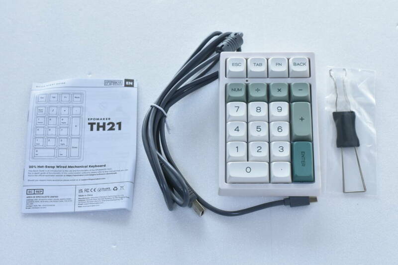 EPOMAKER TH21 21キー ホットスワップ対応 有線キーボード RGBバックライト プログラマブル Win/Mac用(Budgerigar Switch, Botanic)/S59