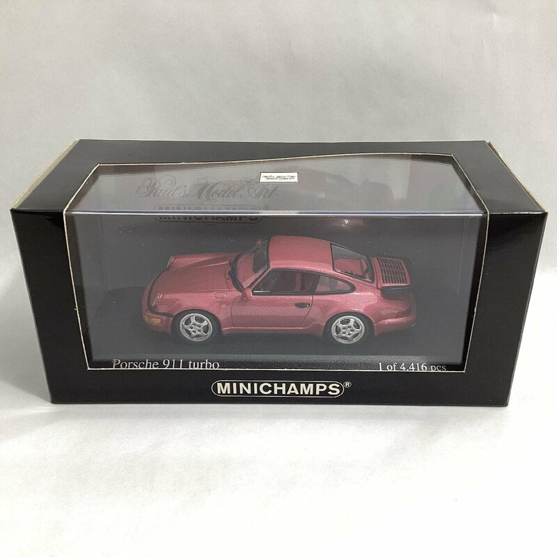 ミニチャンプス　1/43　ポルシェ 911 ターボ 1990 レッドメタリック　Himbeerrot perleffekt　MINICHAMPS　Porsche