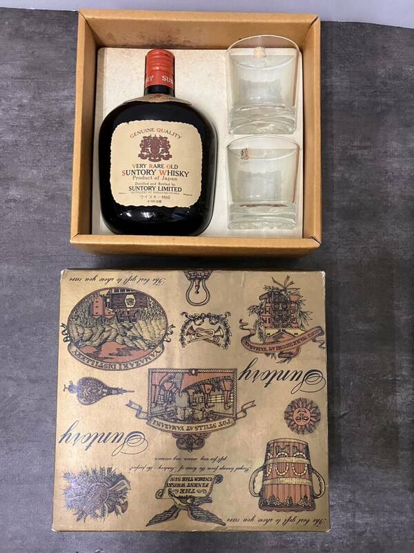 VERY RARE OLD SUNTORY WHISKY 760ml ペアグラスセット SO-20 箱付き 未開栓 長期自宅保管品 液面低下等の可能性有 現状お渡し