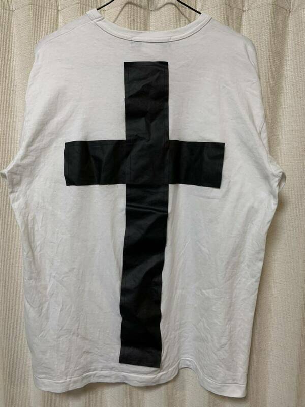 BLACK COMME des GARCONS BACK CROSS T-SHIRT AD2021 コムデギャルソン クロス Tシャツ サイズXL 白 ホワイト