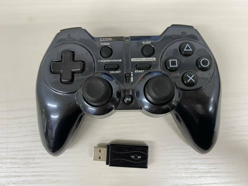 ジャンク品　（コードなし、USBあり）HORI PAD３　PS3用ワイヤレスコントローラー　ブラック