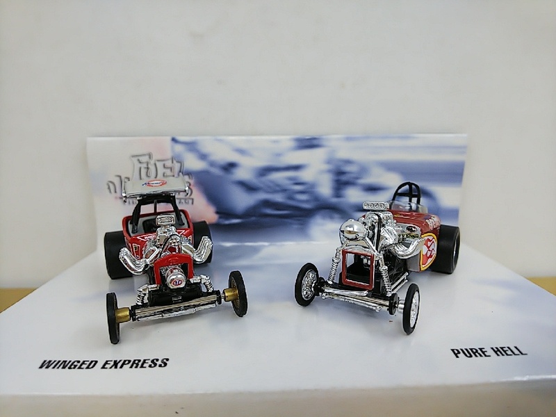 ■ HOTWHEELSホットウィール FUEL ALTEREDS vintage drag 1/64 WINGED EXPRESS＆PURE HELL 2台セット フューエル アルターズ ミニカー