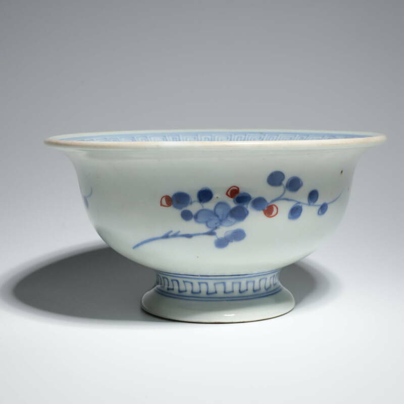 青花 高足碗 瓷器 茶道具 在銘 麒麟紋 骨董 時代物 古道具 極細工 古美術品
