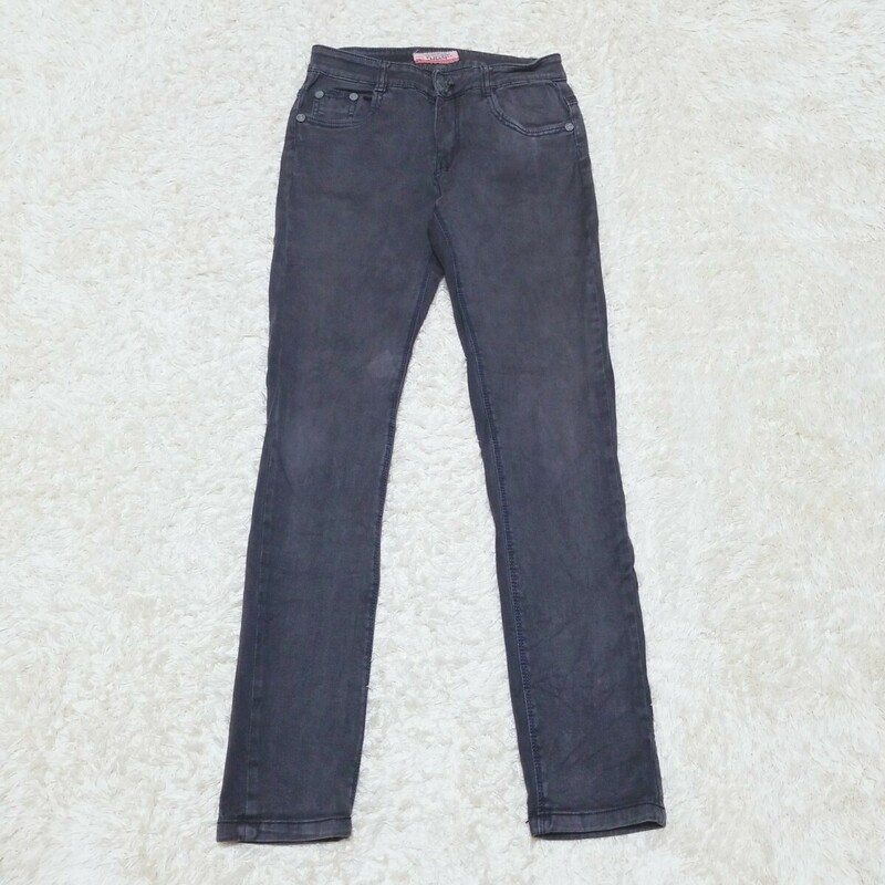 送料無料★Y1539 VB JEANS スキニー デニムパンツ ジーンズ ストレッチ ローライズ コットン100% レディース 30 M相当 ブラック系 黒 無地 