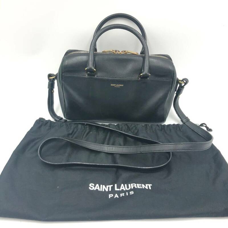 □SAINT LAURENT 2wayショルダーバッグ 黒 サンローラン クラシック ベイビーダッフル ハンドバッグ 複数落札同梱OK B240531-2