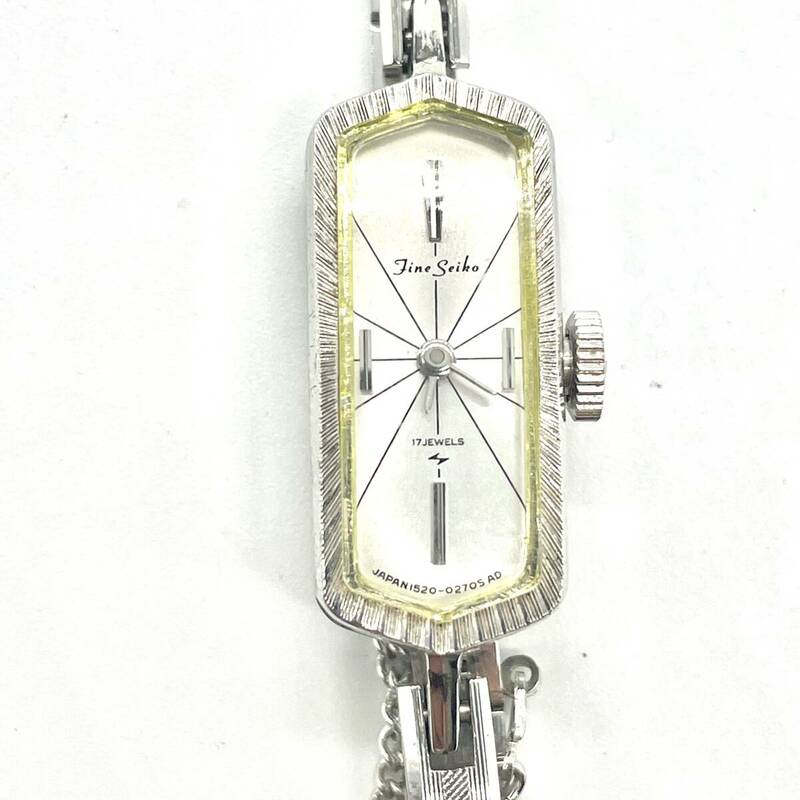 稼働品 SEIKO Jine セイコー 1520-3280 17石 手巻き 機械式 腕時計 17石 シルバー ホワイト
