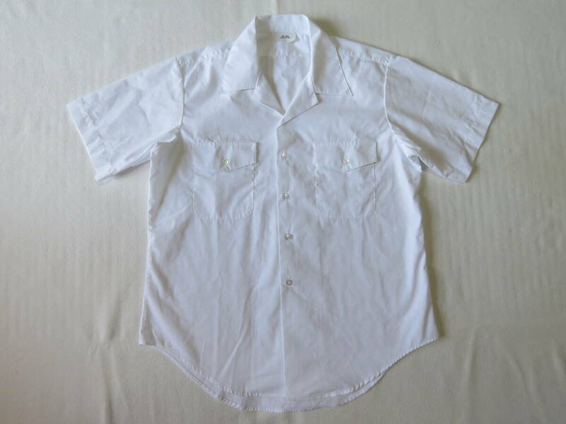 米軍　実物　オープンカラー　シャツ　ホワイト　白　半袖　TROPICAL　USA　90s　L