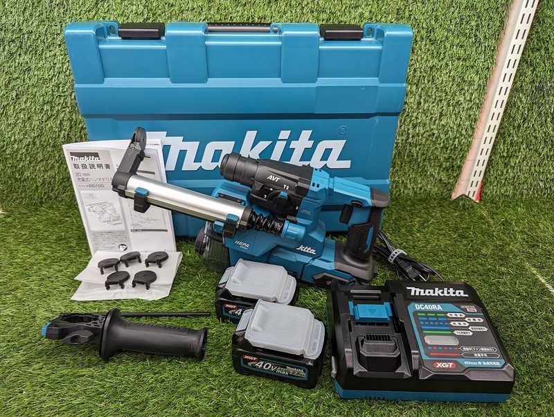 中古美品 makita マキタ SDSプラス 40Vmax 充電式ハンマドリル + 集じんシステム HR010GRDXV 2.5Ahバッテリー2個 + 充電器