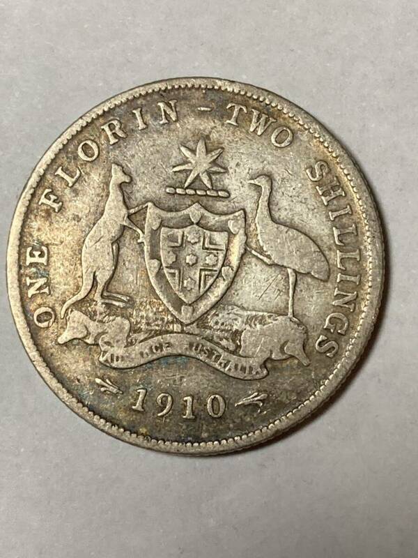 特年　オーストラリア　1910年　銀貨　two shilling