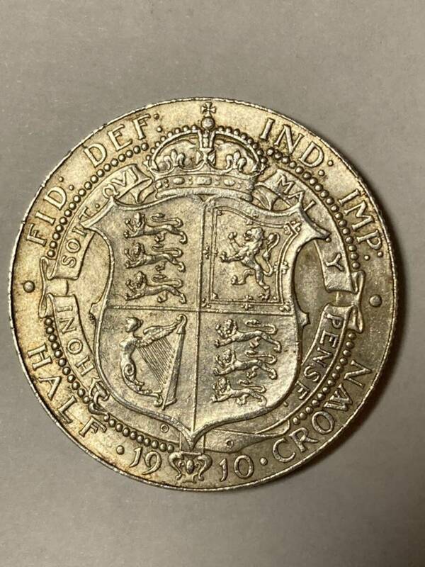 極美品　準未使用級　イギリス　1910年　ハーフクラウン　銀貨　アンティーク 硬貨 古銭 コイン 銀貨 イギリス
