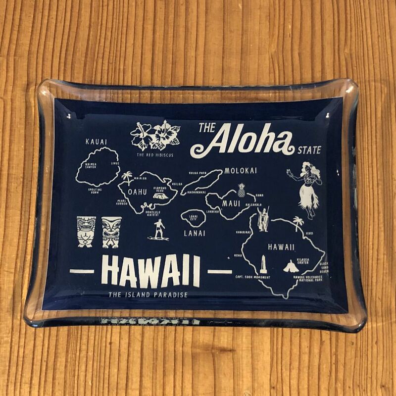 ガラストレイ トレイ トレー ハワイ hawaii mooneyes ムーンアイズ 好きの方にも アメリカン雑貨 glass tray グラス 小物入れ 灰皿 ①