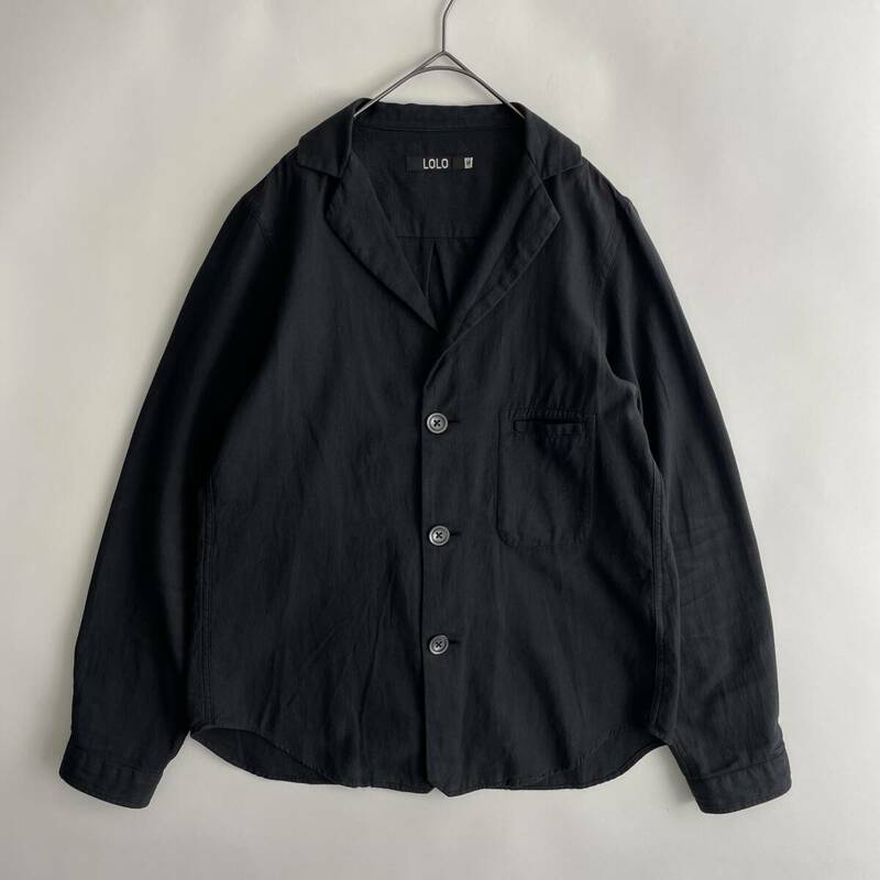 LOLO size/S (he) ロロ シャツジャケット 長袖 ライトアウター コットン ブラック 黒 無地 日本製 JAPAN SHIRT JACKET