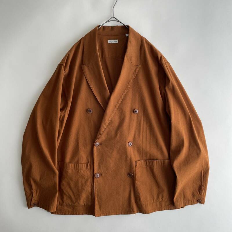 steven alan size/S (ic) スティーブンアラン 大きめ 春夏 薄手 ダブルブレスト テーラードジャケット ブレザー シャツジャケット オレンジ