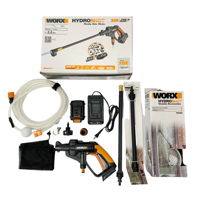 24C279_ジ4 【美品】WORX 充電式高圧洗浄ガン ハイドロショット HYDROSHOT 高圧洗浄機 中古