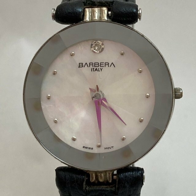 ジャンク※BARBERA バーベラ クォーツ QZ 2針 アナログ カットガラス 腕時計 ホワイトシェル文字盤 ヴィンテージ MB YN ABC1