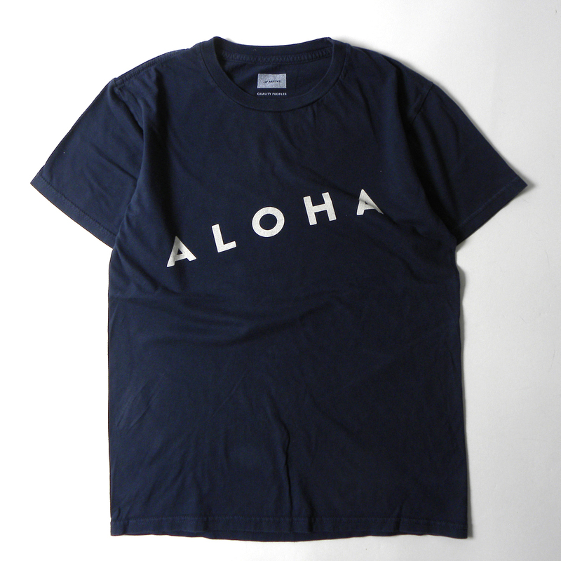 クオリティーピープルズ QUALITY PEOPLES QP ARKIVE ALOHA HOLAプリント クルーネックTシャツ 半袖 S ネイビー m0501-9