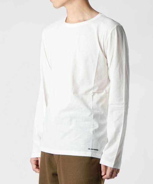 ジルサンダープラス JIL SANDER+ J47GC0013 J45031 長袖Tシャツ ロゴ Uネック ロンT メンズ ホワイト 白 【Sサイズ】