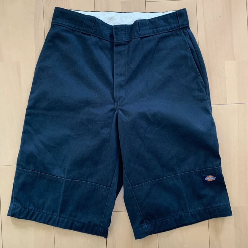 00s【Dickies】ディッキーズ w32 ハーフパンツ ダブルニー YKKジップ ネイビー 圧着タグ ニカラグア製 ショートパンツ ショーツ